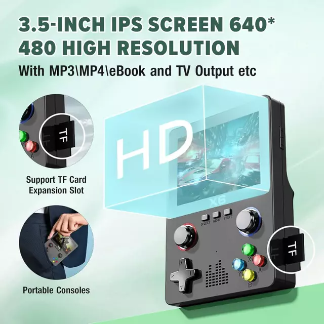 Consola Retro Portátil X6: 10,000+ Juegos clásicos en tu bolsillo.
